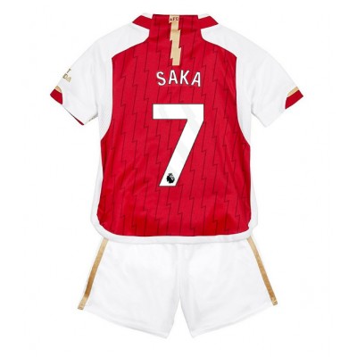 Fotballdrakt Barn Arsenal Bukayo Saka #7 Hjemmedraktsett 2023-24 Kortermet (+ Korte bukser)